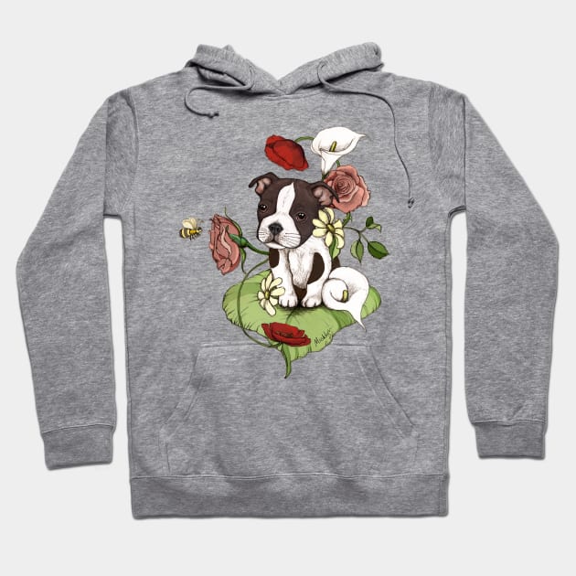 Boston Terrier Puppy Bouquet Hoodie by micklyn